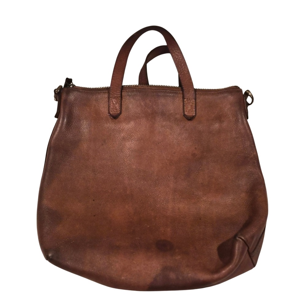 Madewell Zip Top Transport Tote Brown Leather Handbag G1964
